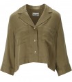 GANNI SATIN GROEN CROP OVERHEMD