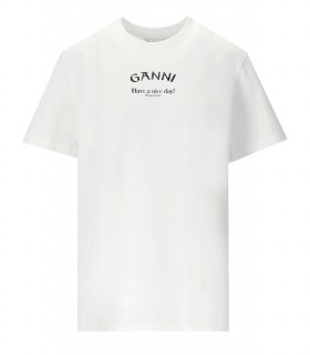 GANNI RELAXED O-NECK WEISS T-SHIRT