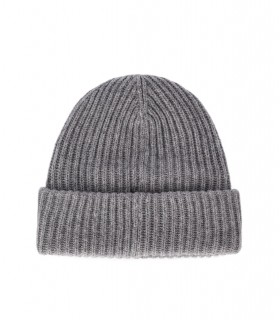 GANNI MÉLANGE GREY OVERSIZE RIBBED BEANIE