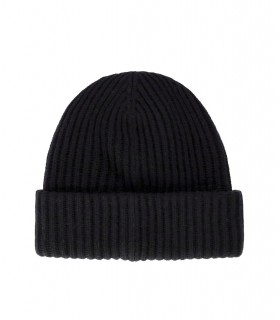 GANNI BLACK OVERSIZE RIBBED BEANIE