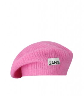 GANNI ROSA WOLLE BASKENMÜTZE