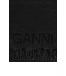 BUFANDA CON LOGO NEGRA GANNI