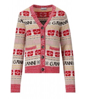 GANNI GRAPHIC MEHRFARBIGER CARDIGAN