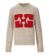 GANNI BEIGE CREWNECK SWEATER WITH LOGO