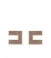 ELISABETTA FRANCHI MAXI LOGO GOLD LILAC EARRINGS