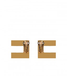 ELISABETTA FRANCHI MAXI LOGO GOLD LILAC EARRINGS