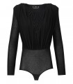 ELISABETTA FRANCHI ZWART GEDAPEERDE BODYSUIT