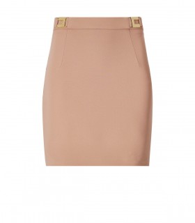 ELISABETTA FRANCHI NUDE SKIRT WITH LOGO