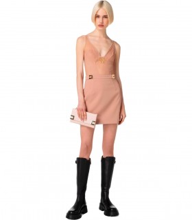 ELISABETTA FRANCHI NUDE SKIRT WITH LOGO