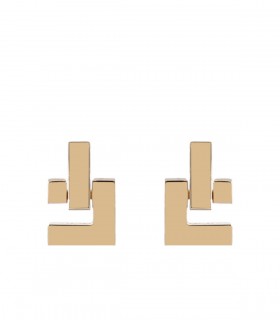 ELISABETTA FRANCHI GOLD PENDANT EARRINGS WITH LOGO