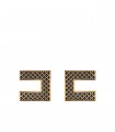ELISABETTA FRANCHI MAXI LOGO GOUD ZWART OORBELLEN