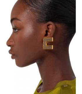 PENDIENTES MAXI LOGO ORO NEGRO ELISABETTA FRANCHI