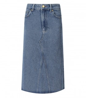 GANNI LIGHT BLUE DENIM MIDI SKIRT
