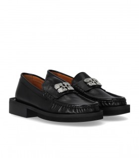 GANNI ZWART LOAFER MET LOGO