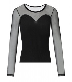 BLUGIRL ZWART TOP MET TULLE