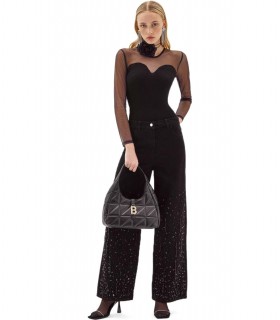 BLUGIRL ZWART TOP MET TULLE