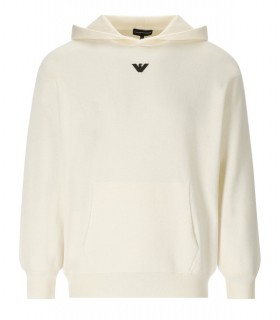 MAGLIONE CON CAPPUCCIO VANIGLIA EMPORIO ARMANI