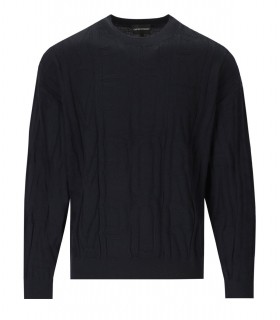 EMPORIO ARMANI BLAUW TRUI MET RONDE HALS