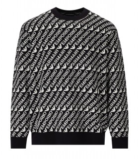 MAGLIONE GIROCOLLO MONOGRAM NERO BIANCO EMPORIO ARMANI