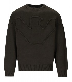 EMPORIO ARMANI EAGLE MILITARY GREEN CREWNECK JUMPER