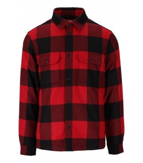 GIACCA CAMICIA ALASKAN CHECK ROSSO NERO WOOLRICH
